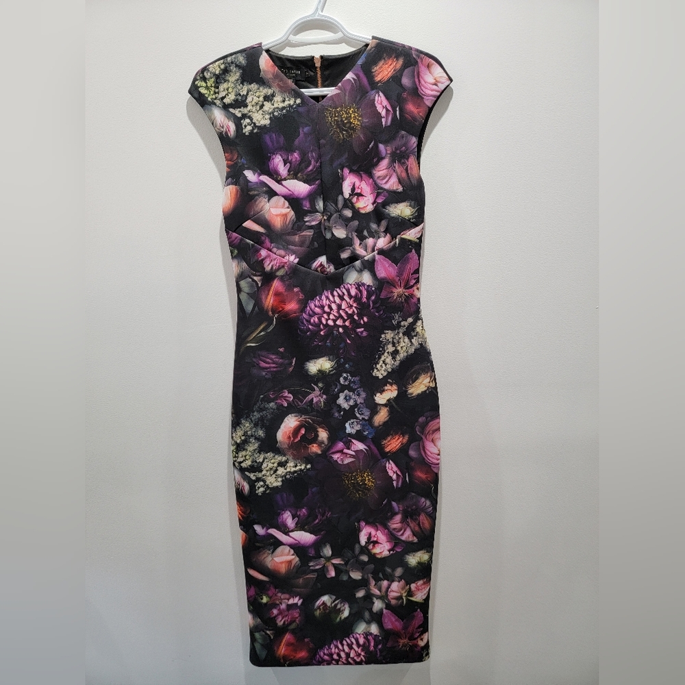 Ted Baker Floral purple and black Dress size 2